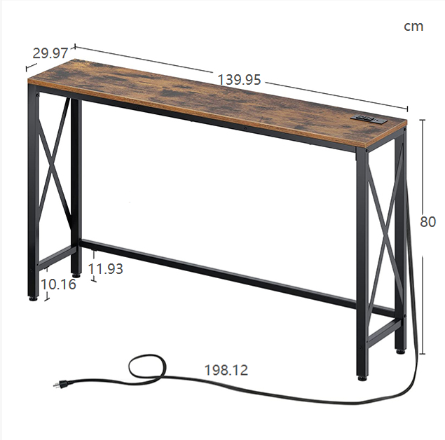 Modern Industrial Console Table – Rustic Wood Entryway Table with Black Metal Frame | Narrow Hallway Sofa Table/ طاولة كونسول عصرية بتصميم صناعي – سطح خشبي ريفي مع إطار معدني أسود للممر وغرفة المعيشة