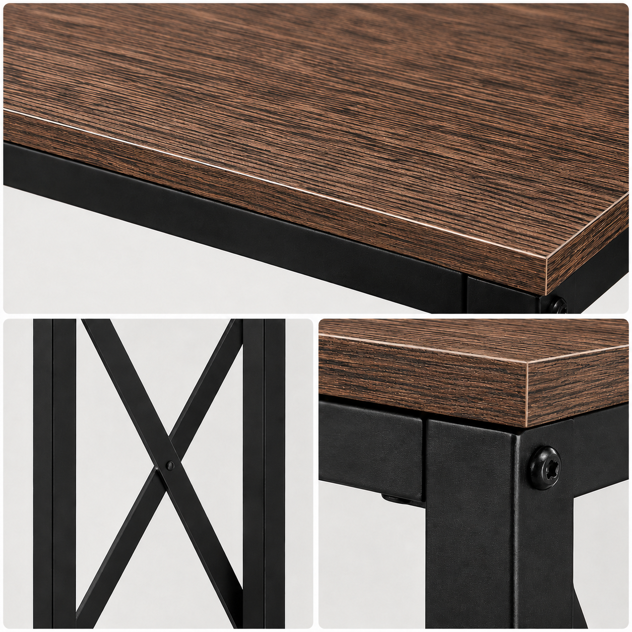 Modern Industrial Console Table – Rustic Wood Entryway Table with Black Metal Frame | Narrow Hallway Sofa Table/ طاولة كونسول عصرية بتصميم صناعي – سطح خشبي ريفي مع إطار معدني أسود للممر وغرفة المعيشة