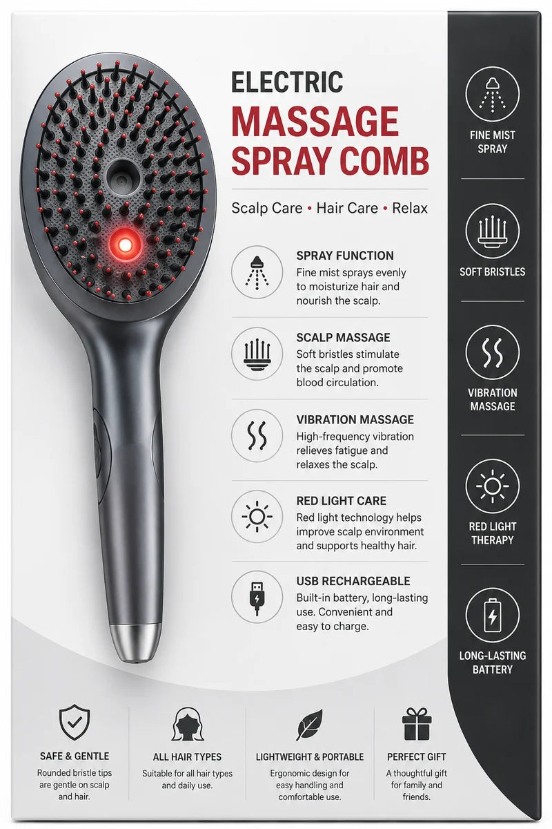 Electric Massage Spray Comb /مشط تدليك كهربائي للشعر مع رذاذ