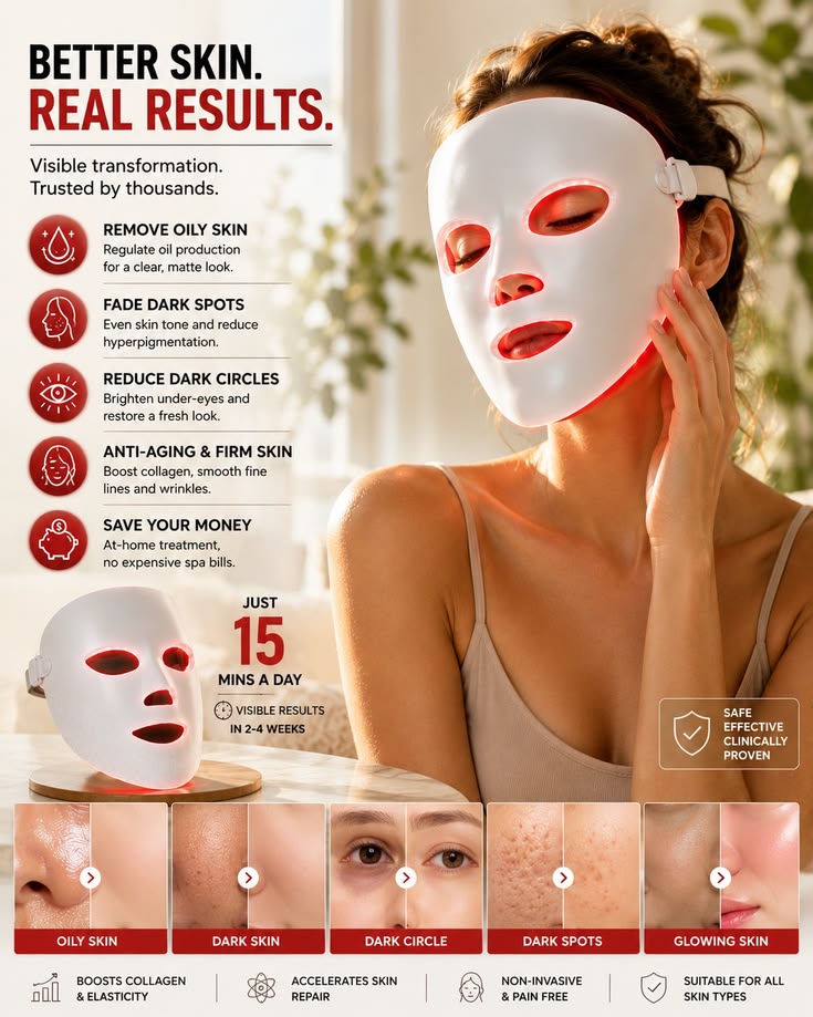 LED Photon Rejuvenation Face Mask/قناع الوجه بتقنية الفوتون LED لتجديد البشرة ✨